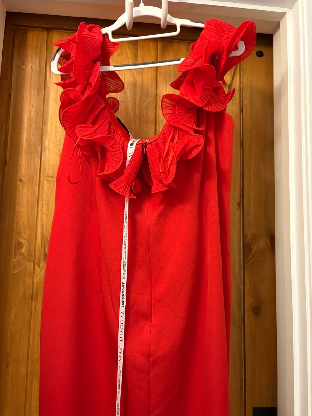 Mac Douggal Off The Shoulder Ruffle Detail Column Gown-Red Size 16 Style 49643 - Picture 5 of 7